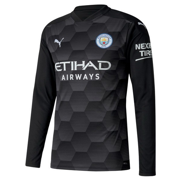 Camiseta Manchester City Replica Primera Ropa ML Portero 2020/21 Negro